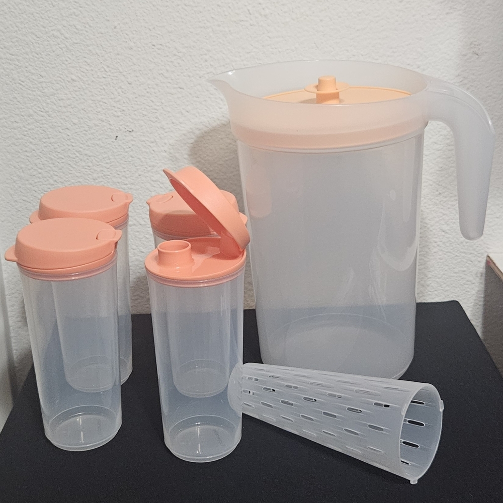 Peach and Clear Pitcher Set with Infuser